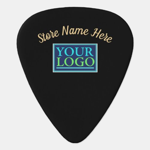 Gold Store Name Your Logo  QR Code Black Guitar Pick