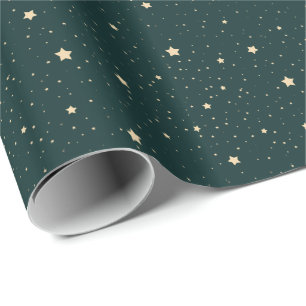 Gold Strars On Green Wrapping Paper