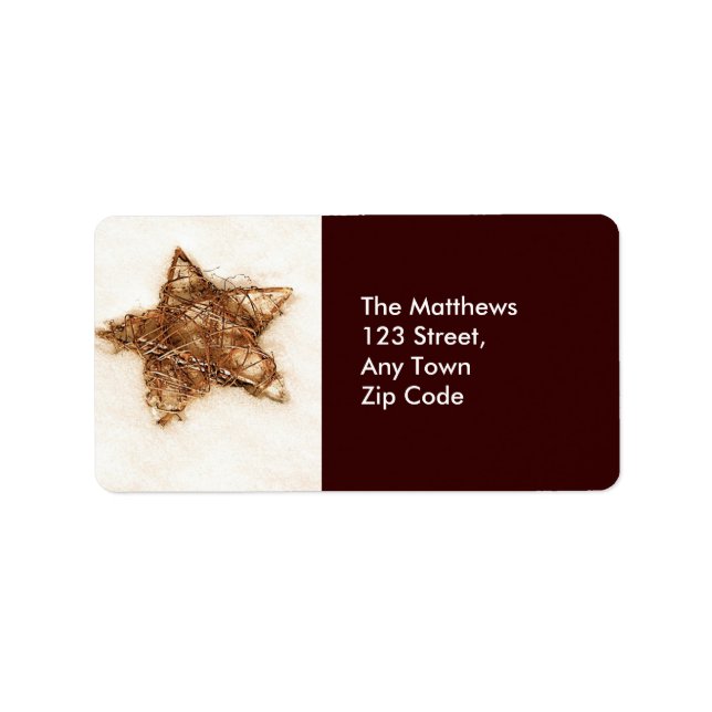 Gold Straw Star Return Address Labels (Front)