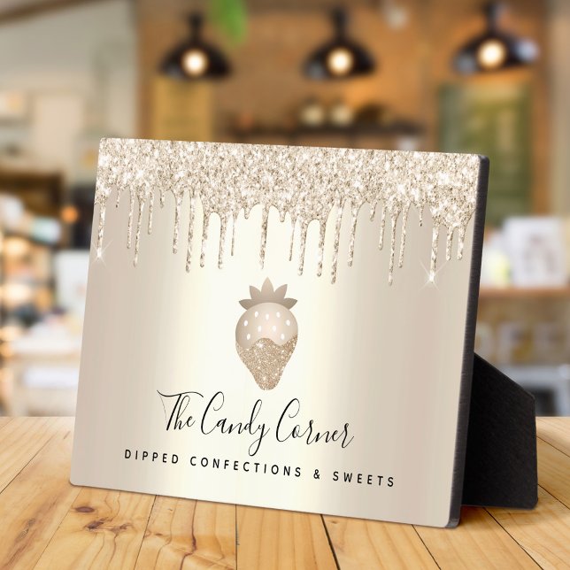 Gold Strawberry Glitter Drips Sweets Chef Dessert Plaque (Creator Uploaded)