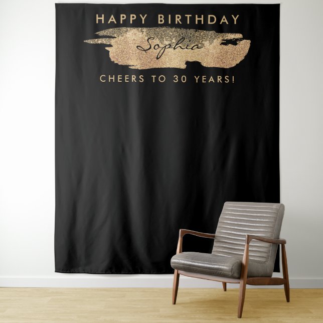 Gold Streak Birthday Backdrop Any Age (In Situ)