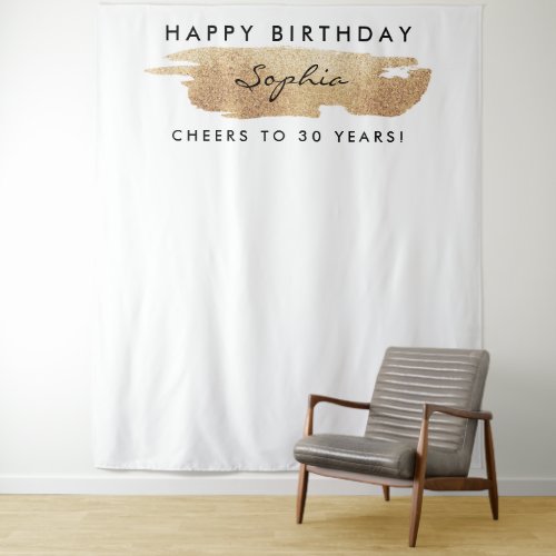 Gold Streak Birthday Backdrop Any Age