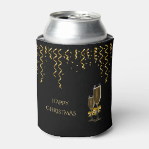 Gold Streamers & Champagne Christmas Can Cooler
