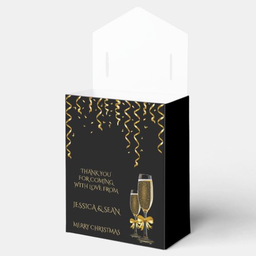 Gold Streamers  Champagne Christmas Favor Boxes