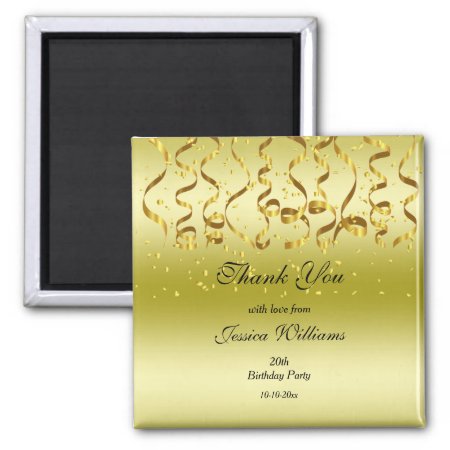 Gold Streamers & Confetti Birthday Party   Magnet