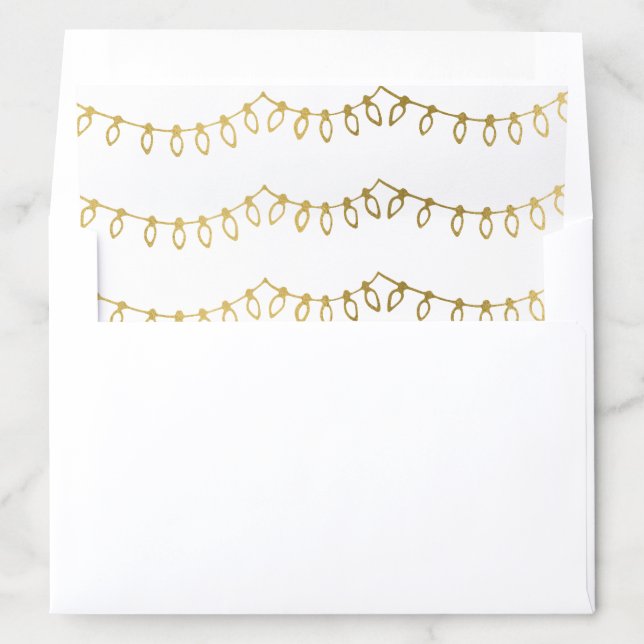 Gold String Christmas Lights Envelope Liners (In Envelope)