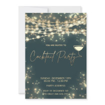 Gold string lights corporate Cocktail party  Invitation