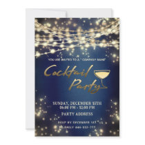 Gold string lights corporate Cocktail party  Invitation