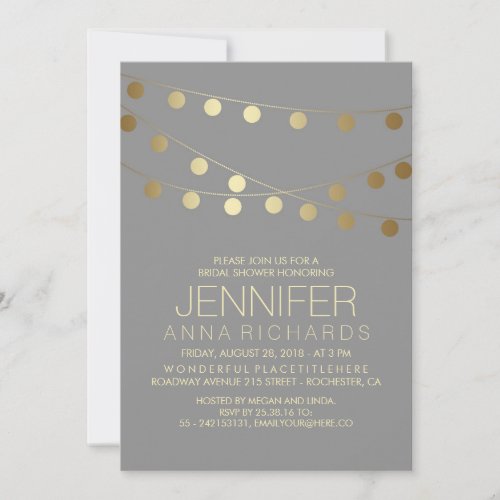 Gold String Lights Modern Bridal Shower Invitation