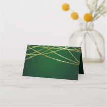 Gold String Lights on Emerald Green