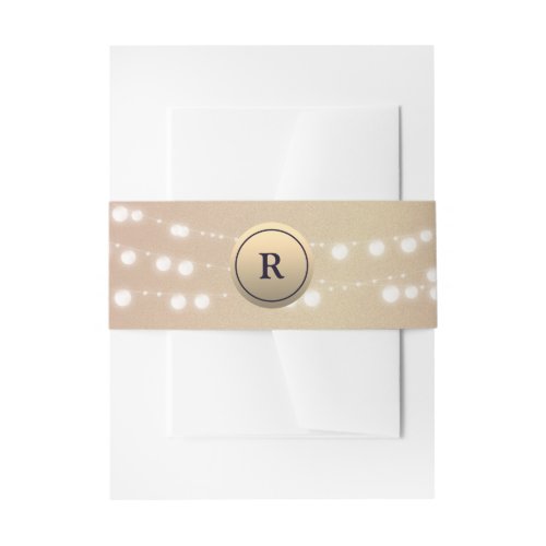 Gold String Lights Wedding Invitation Belly Band