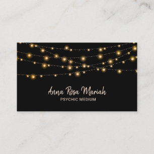 *~* Gold String Lights Yoga Psychic Medium Business Card