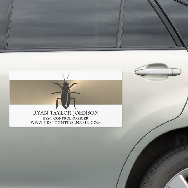 Gold Strip - Black Cockroach - Pest Control Car Magnet (In Situ)