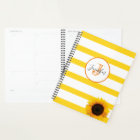 Gold Stripe and Sunflower Monogrammed Personalized