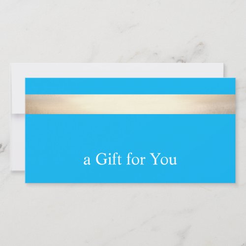 Gold Stripe Aqua Blue Gift Certificate Thank You Card