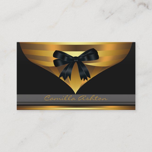 Gold Stripe Black Gold Elegant Business Cards (Front)