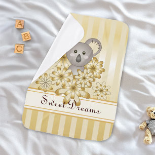 Gold Stripe Cute Baby Koala Swaddle Blanket