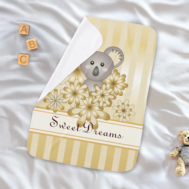 Gold Stripe Cute Baby Koala Swaddle Blanket (Creator Uploaded)