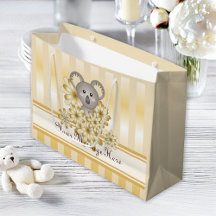 Gold Stripe Cute Koala Kids Birthday / Baby Shower