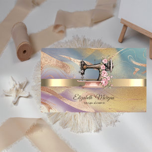 Gold Stripe,Floral Sewing Machine Colorful Business Card