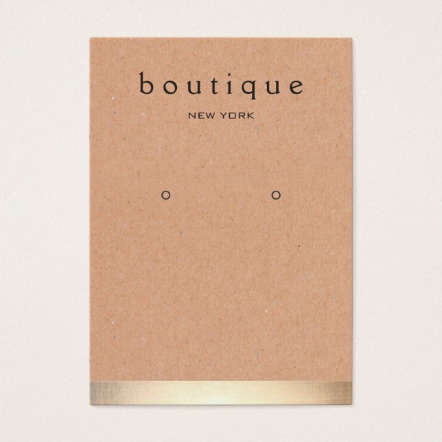 Gold Stripe Kraft Earring Display Holder (Front)