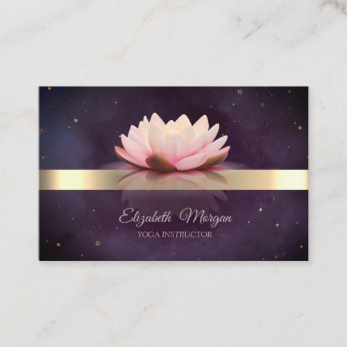  Gold Stripe Lotus Flower Boho  Yoga Business Card