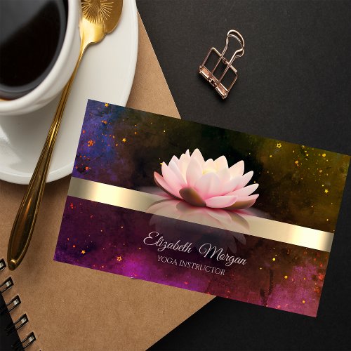  Gold Stripe Lotus Flower  Business Card