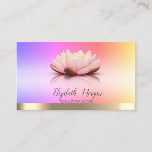 Gold Stripe Lotus Flower Yoga Instructor Business Card