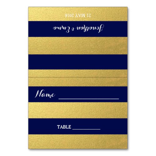 Gold Stripe Navy Blue Escort Cards