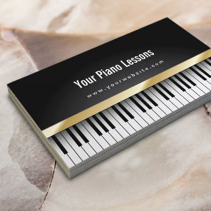 Gold Stripe Piano Lessons Dark Business Card