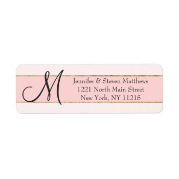 Gold Stripe Pink Monogram Initials And Name Labels by SimpleMonograms at Zazzle