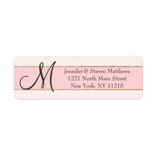 Gold Stripe Pink Monogram Initials and Name Labels