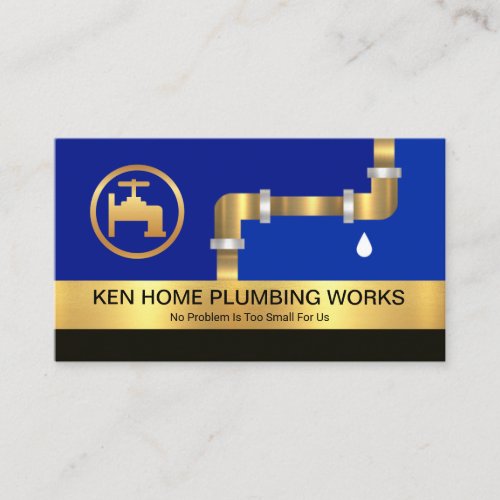 Gold Stripe Plumbing Pipes Plumber Service Business Card