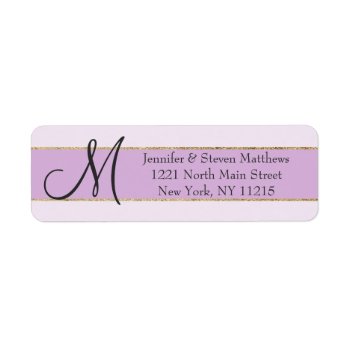 Gold Stripe Purple Monogram Initials And Name Label by SimpleMonograms at Zazzle