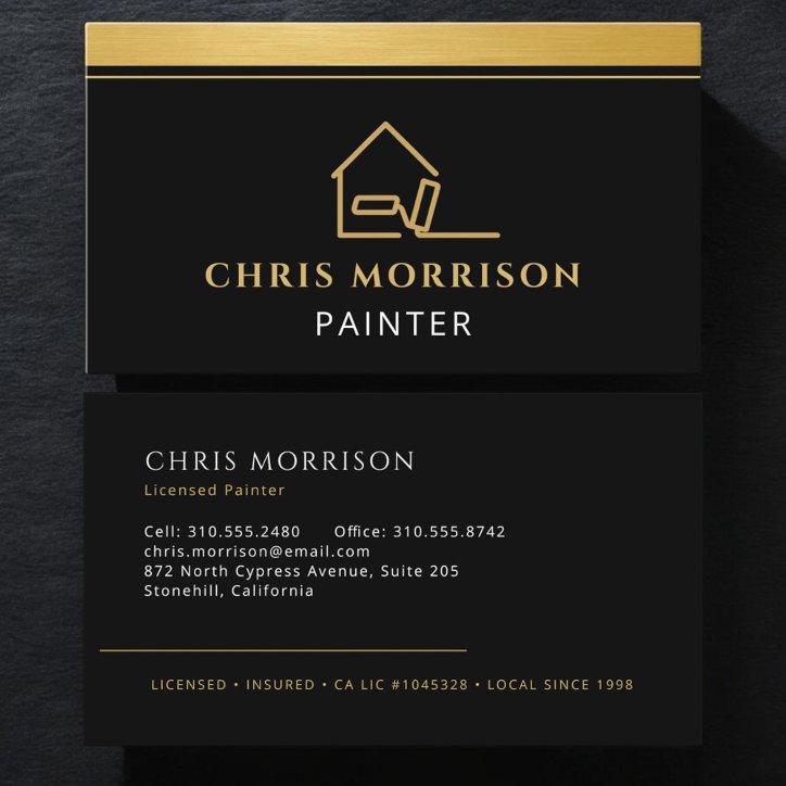 Gold Stripe Roller Painter Business Card