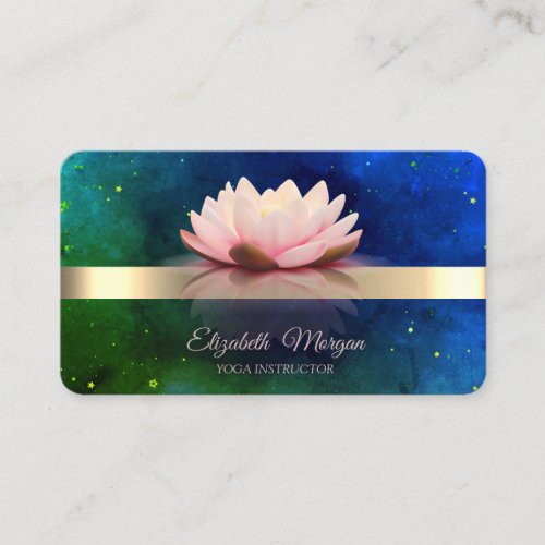  Gold StripeStars Lotus Flower Yoga  Business Card