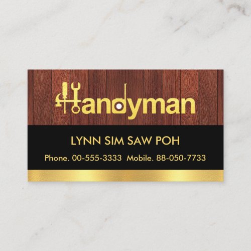 Gold Stripe Timber Handyman Signage Business Card