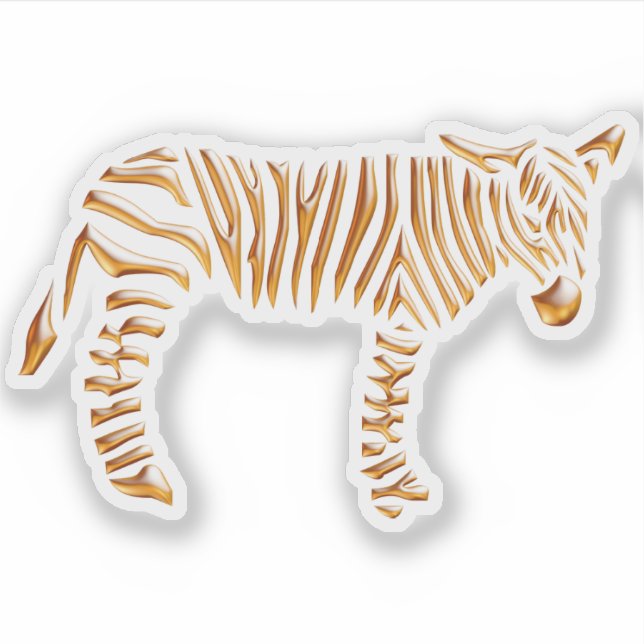 Gold Stripe Zebra Sticker (Front)