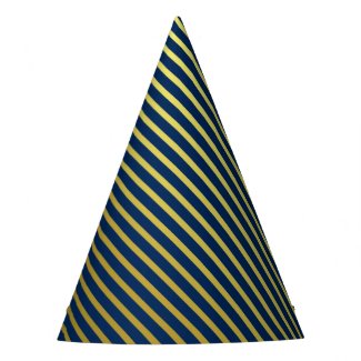 Gold Striped Blue Party Hat