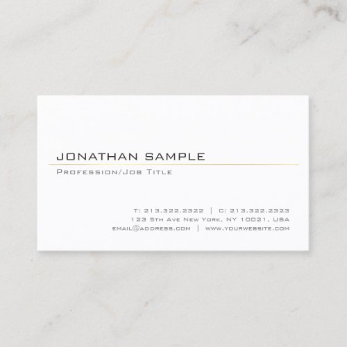 Gold Striped Chic Design Trendy White Plain Modern Business Card
