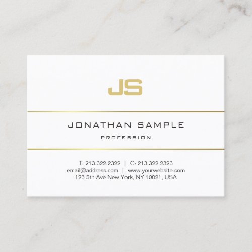 Gold Striped Elegant Monogram Design Trendy Plain Business Card