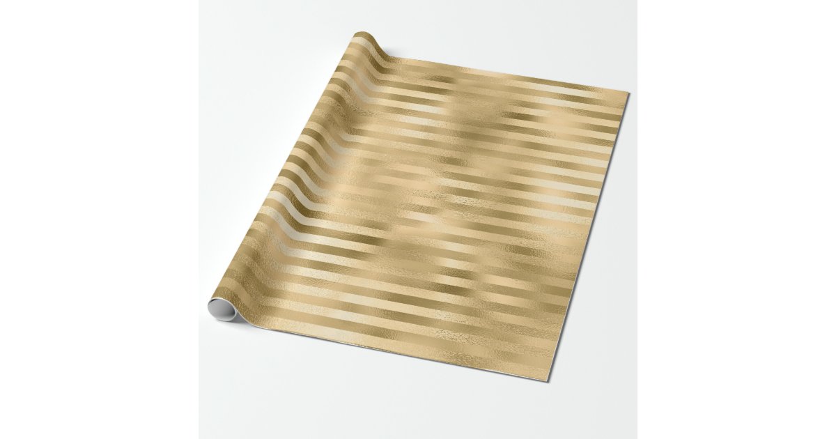 Gold Striped Foil Wrapping Paper Zazzle 4853