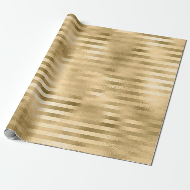 Gold Striped Foil Wrapping Paper (Unrolled)