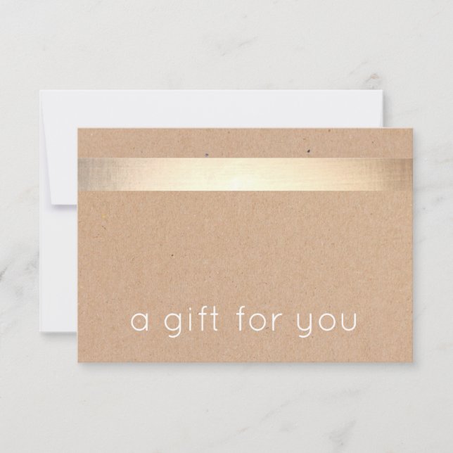 Gold Striped Kraft Tan Cardboard Gift Certificate (Front)