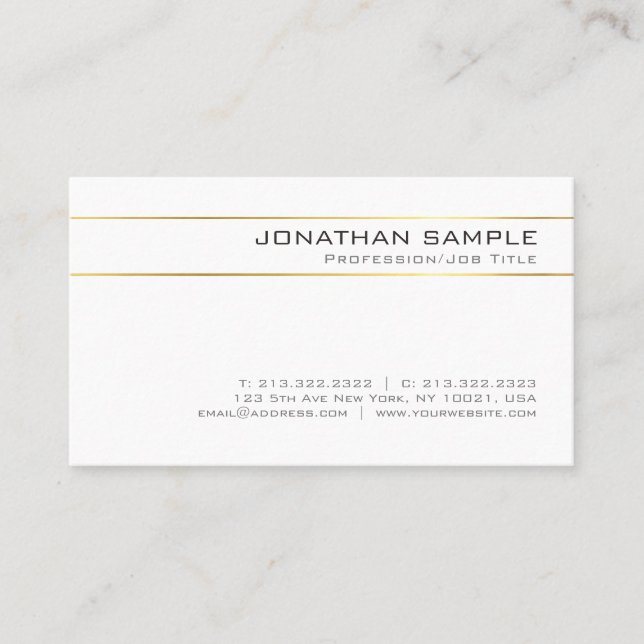Gold Striped Luxury Creative Minimal Design Trendy Business Card (Front)