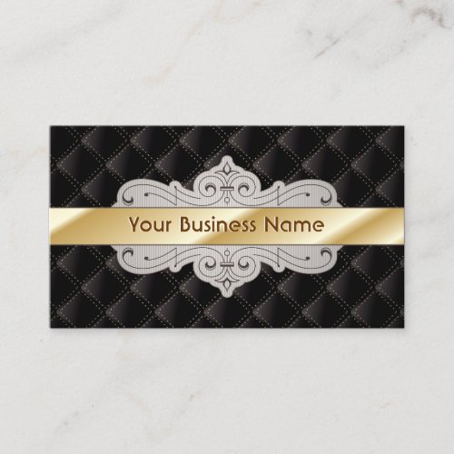 Gold Striped Luxury Diamond Black Business Card