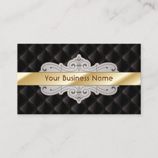 Customizable Gold Striped Luxury Diamond Black Business Card