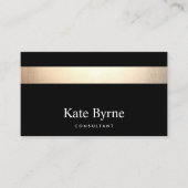 Gold Striped Modern Stylish Black Business Card (Front)