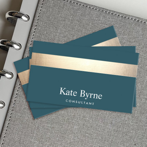 Gold Striped Modern Stylish Burgundy Teal Business Card