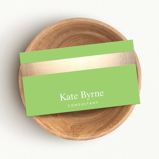 Gold Striped Modern Stylish Lime Green Business Card (Creator Uploaded)